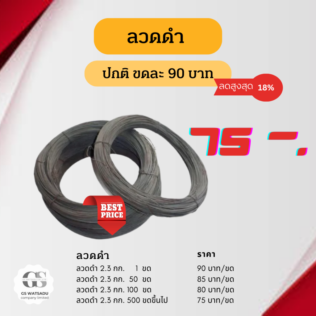 โปรโมชั่น ลวดดำ เบอร์ 18 ของ จีเอส วัสดุ